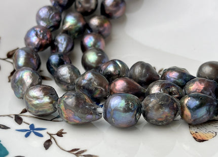 14x16-17 mm Large Hole Dark Peacock Baroque Pearl 2.1mm Hole Rare Edison Pearl Beads Jumbo Baroque Freshwater Pearl Beads #268