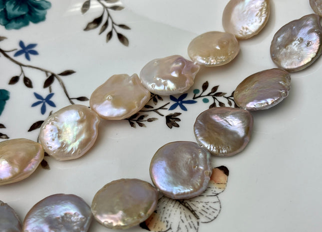 18-20 mm AA Mauve Pink Freshwater Large Coin Pearl Beads #P2345