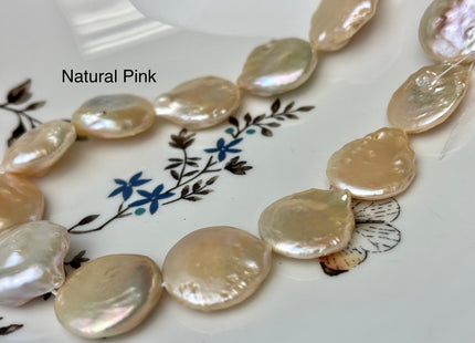 18-20 mm AA Mauve Pink Freshwater Large Coin Pearl Beads #P2345