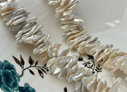 3 Piece AAA 10x13-24 mm Top Quality High Luster Center Drilled Freshwater Biwa Keshi Pearl Beads #P2347