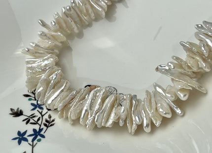 3 Piece AAA 10x13-24 mm Top Quality High Luster Center Drilled Freshwater Biwa Keshi Pearl Beads #P2347