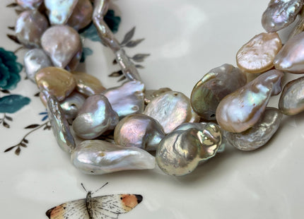 18-20 mm AA Mauve Pink Freshwater Large Coin Pearl Beads #P2348