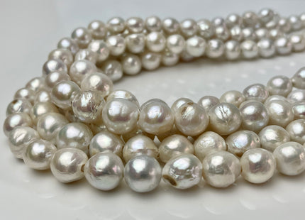 9-12 mm Large Hole Natural White Baroque Edison Pearl Hole Size 2.2mm 15 Inches Strand #1122