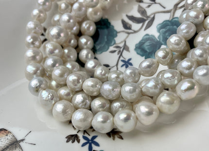 9-12 mm Large Hole Natural White Baroque Edison Pearl Hole Size 2.2mm 15 Inches Strand #1122