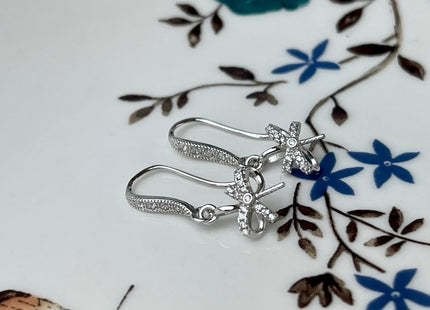 One Pair 925 Sterling Silver Setting Findings For Half Drilled Pearls Bowtie Shape Design Sterling Silver Earring Findings #10050-A
