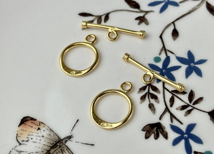 12 mm 925 Sterling Silver/Gold Toggle Clasp With Litter Round Shape Design DIY Jewelry #10137