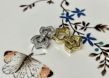 11x20mm 925 Sterling Silver Antique Double Shape Clasp Genuine Sterling Silver Findings 925 Sterling Silver Clasps w/CZ DIY Jewelry #10104