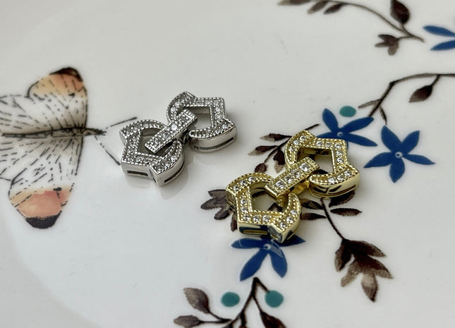 11x20mm 925 Sterling Silver Antique Double Shape Clasp Genuine Sterling Silver Findings 925 Sterling Silver Clasps w/CZ DIY Jewelry #10104