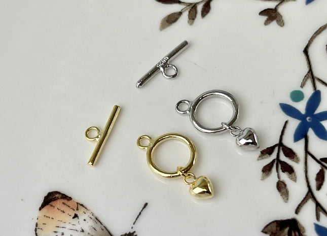 9 mm 925 Sterling Silver Toggle Clasp Genuine 925 Sterling Silver Toggle Findings With Heart Shape Design DIY Jewelry #10129