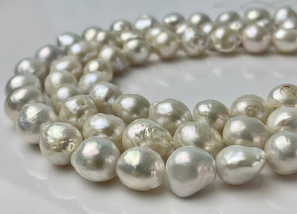11-13 mm AAA High Luster Natural White Baroque Pearl Beads Genuine Freshwater Pearl #382