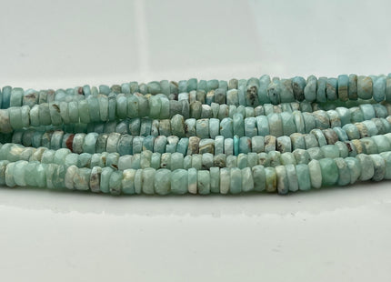 4-6mm Natural Blue Larimar Faceted Rondelle Gemstone Beads 8 Inches Strand #4308