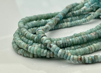 4-6mm Natural Blue Larimar Faceted Rondelle Gemstone Beads 8 Inches Strand #4308