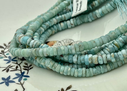 4-6mm Natural Blue Larimar Faceted Rondelle Gemstone Beads 8 Inches Strand #4308