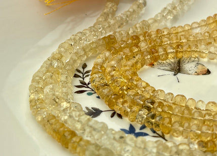 5-7 mm AAA 100% Natural Faceted Rondelle Honey Citrine Gemstone Beads 8 Inches Strand #4307