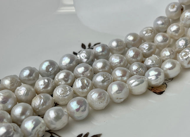 9-10 mm Natural White Irregular Baroque Freshwater Pearl Beads #523