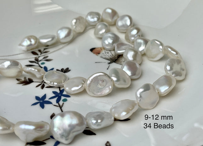 9x13-12x17mm AAAAA Very Rare High Luster Natural White Keshi Nugget Freshwater Pearl Beads Genuine Quality Center Drilled Keshi Pearl #P1203