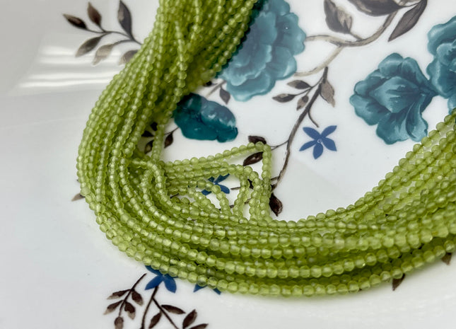 2 mm AAA Faceted Round Tiny Peridot Gemstone Beads 13 Inches Strand #4311