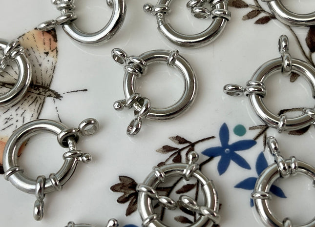 15 mm Jumbo .925 Sterling Silver Spring Clasp, Large Sterling Silver Finding Clasp, Silver Finding Clasps, Jumbo Spring Clasp (432-SCL15)