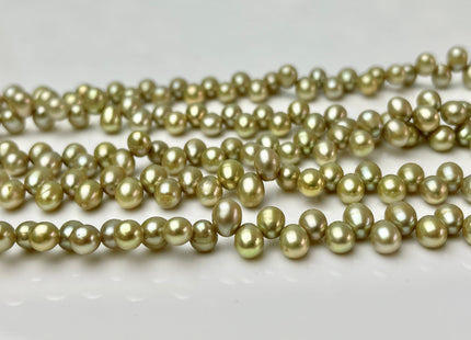5x7mm Top Drilled Rice Pearls Sage Green Color Rice Oval Shape Freshwater Pearl Beads #25