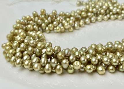 5x7mm Top Drilled Rice Pearls Sage Green Color Rice Oval Shape Freshwater Pearl Beads #25