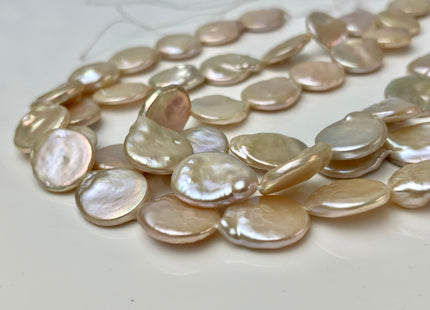 14-15 mm AAA Light Pink Freshwater Coin Pearl Beads Genuine Natural Color High Luster Freshwater Coin Pearls #96