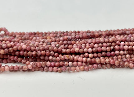 2 mm Faceted Round Tiny Pink Rhodonite Gemstone Beads 13 Inches Strand #4313