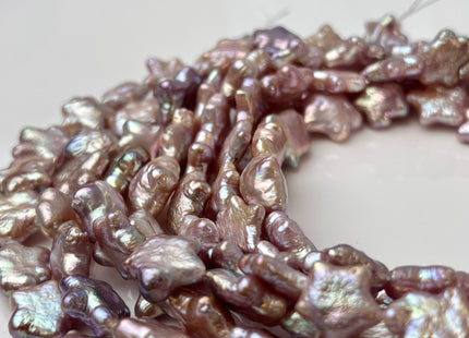 11-12 mm AAA Very Rare Natural Mauve Pink Star Shape Freshwater Coin Pearl Beads Genuine High Luster Star Coin Pearls 16-17 Beads #P2360