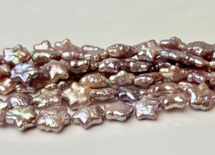 11-12 mm AAA Very Rare Natural Mauve Pink Star Shape Freshwater Coin Pearl Beads Genuine High Luster Star Coin Pearls 16-17 Beads #P2360