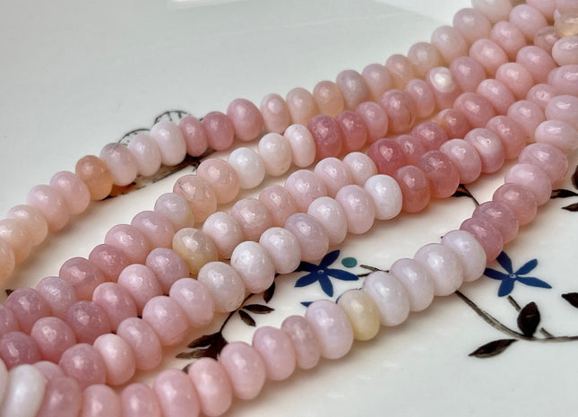 7mm 8mm 9mm AAA Natural Multi Pink Peru Opal Smooth Rondelle Gemstone Beads Genuine Pink Opal Gemstone Loose Beads 8 Inches Strand #2498