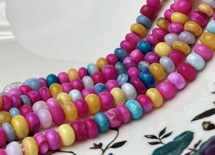 7-9 mm Smooth Rondelle Pink Yellow Blue Green Opal Large Hole Gemstone Beads Hole Size 1.0mm Genuine Peruvian Opal 8 Inches Strand #4321