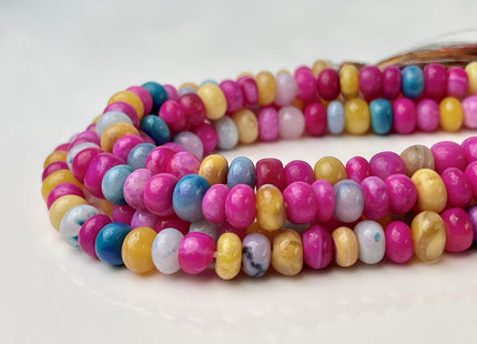 7-9 mm Smooth Rondelle Pink Yellow Blue Green Opal Large Hole Gemstone Beads Hole Size 1.0mm Genuine Peruvian Opal 8 Inches Strand #4321