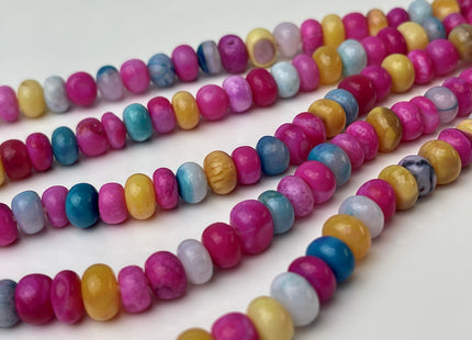 7-9 mm Smooth Rondelle Pink Yellow Blue Green Opal Large Hole Gemstone Beads Hole Size 1.0mm Genuine Peruvian Opal 8 Inches Strand #4321