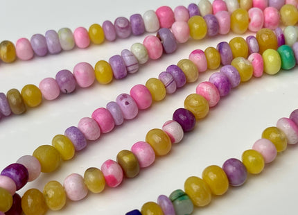 6-7mm Smooth Rondelle Pink Yellow Purple Green Opal Large Hole Gemstone Beads Hole Size 1.0mm Genuine Peruvian Opal 8 Inches Strand #4322