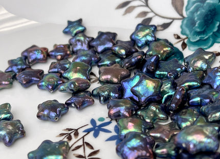 3 Pieces 11-12 mm AAA Rare Rainbow Peacock Star Flower Shape Freshwater Pearl Genuine High Luster Limited Edition Beads #P2366