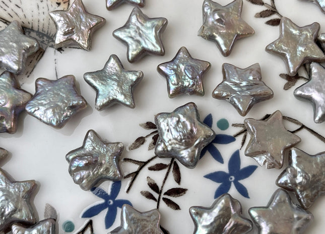 3 Pieces 11-12 mm AAA Rare Gray Star Flower Shape Freshwater Pearl Genuine High Luster Limited Edition Beads #P2365