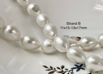 11x15-13x20 mm AAA Natural White Tear Drop Shape Freshwater Pearl Beads Genuine High Quality Freshwater Pearls #P2307