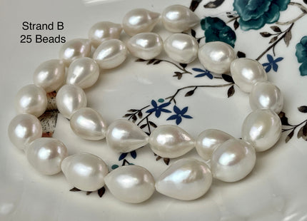 11x15-13x20 mm AAA Natural White Tear Drop Shape Freshwater Pearl Beads Genuine High Quality Freshwater Pearls #P2307