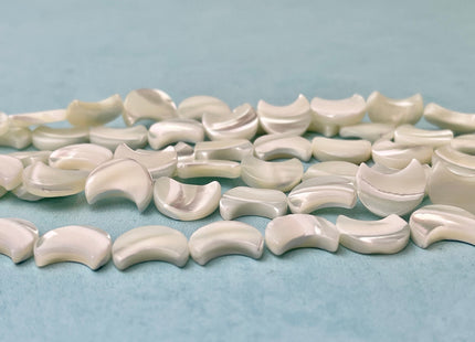 10x12mm Crescent Moon Shape Natural Mother of Pearl Gemstone Beads Genuine White MOP Gemstones Beads 15.5 Inches Strand 32 Beads #4325