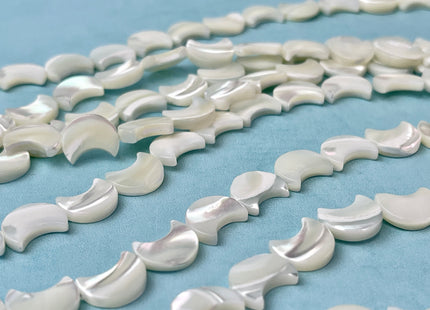 10x12mm Crescent Moon Shape Natural Mother of Pearl Gemstone Beads Genuine White MOP Gemstones Beads 15.5 Inches Strand 32 Beads #4325