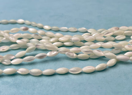 4x7mm 6x9mm Rice/Barrel Shape Natural Mother of Pearl Gemstone Beads Genuine White MOP Gemstones Beads 15.5 Inches Strand 32 Beads #4327
