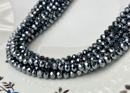 4.5x6 mm AAA Faceted Rondelle Terahertz Gemstone Beads Top Quality Micro Faceted Terahertz Gemstone Loose Beads #2458