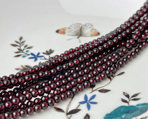 2mm 3mm 4mm AAA Natural Smooth Round Garnet Beads #2032