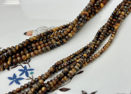 2x3 mm 3x4 mm AAA Natural Color Faceted Rondelle Tiger Eye Gemstone Beads Top Quality Faceted Yellow Tiger Eye Loose Beads #2412