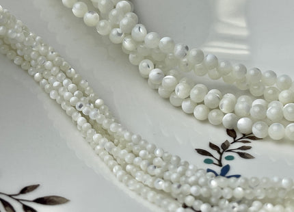 2mm 4mm 6mm 8mm 10mm Smooth Round Natural Mother of Pearl Gemstone Beads Genuine MOP Gemstones Loose Beads 15.5 Inches Strand #4328