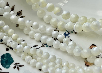 2mm 4mm 6mm 8mm 10mm Smooth Round Natural Mother of Pearl Gemstone Beads Genuine MOP Gemstones Loose Beads 15.5 Inches Strand #4328