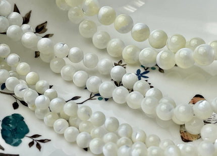 2mm 4mm 6mm 8mm 10mm Smooth Round Natural Mother of Pearl Gemstone Beads Genuine MOP Gemstones Loose Beads 15.5 Inches Strand #4328