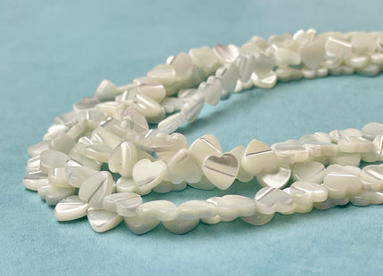 6mm 8mm 10mm 12mm Heart Shape Natural Mother of Pearl Gemstone Beads Genuine MOP Gemstones Loose Beads 15.5 Inches Strand #4329