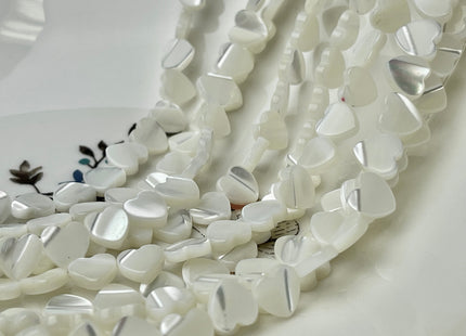 6mm 8mm 10mm 12mm Heart Shape Natural Mother of Pearl Gemstone Beads Genuine MOP Gemstones Loose Beads 15.5 Inches Strand #4329