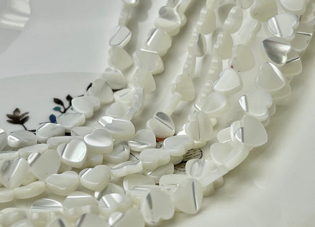 6mm 8mm 10mm 12mm Heart Shape Natural Mother of Pearl Gemstone Beads Genuine MOP Gemstones Loose Beads 15.5 Inches Strand #4329