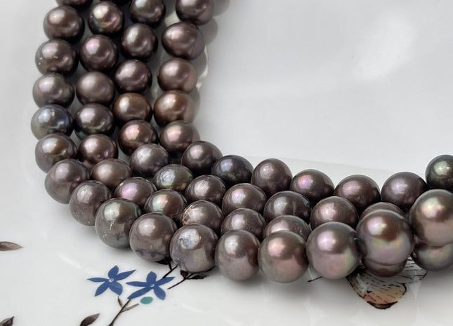 10 mm Matte Copper Brown Off Round Freshwater Pearl Beads Genuine Dark Brown Potato Freshwater Pearls 42 Beads #P2356